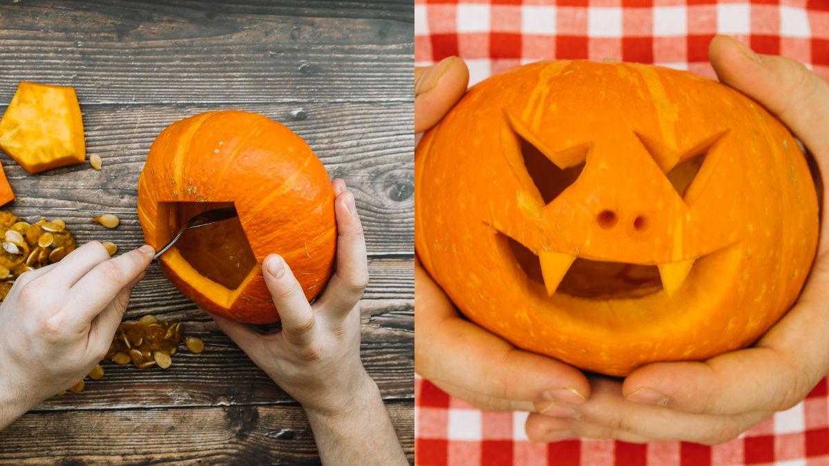 Покрокове вирізання гарбуза на Геловін Покрокове вирізання гарбуза на Геловін